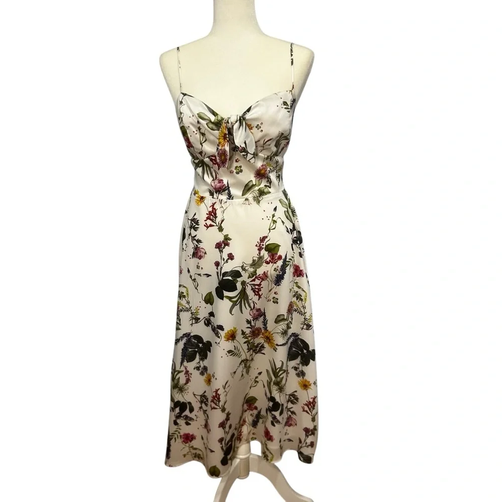 Bailey 44 Puff Pastry Smocked Satiny Floral midi Dress SIZE 4 coquette feminine - Picture 5 of 16